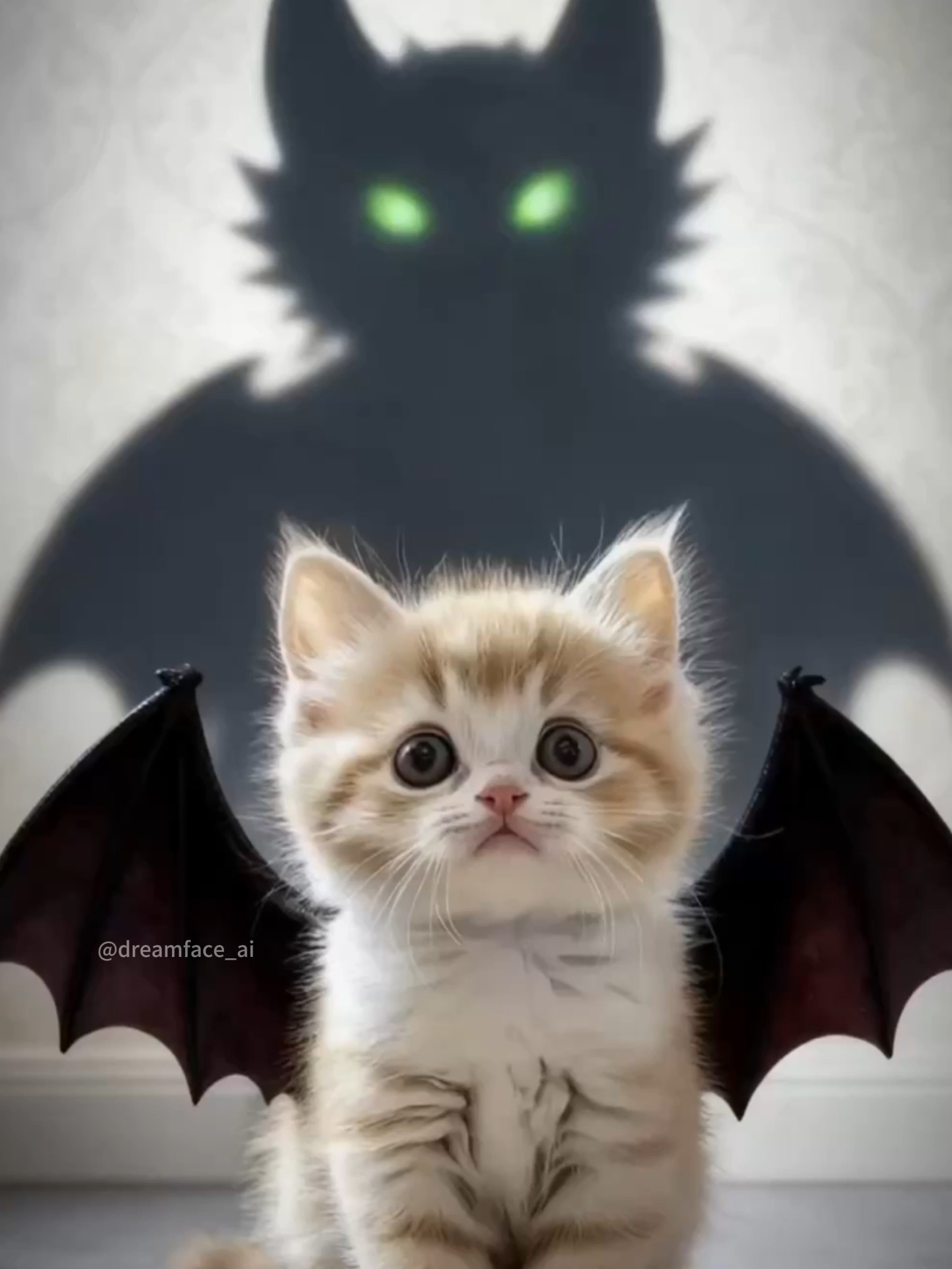 “POV: you summoned something way too adorable to be evil 😳🦇 #Dreamface #cutecat #kitty #kittycat #cat #halloweenlook