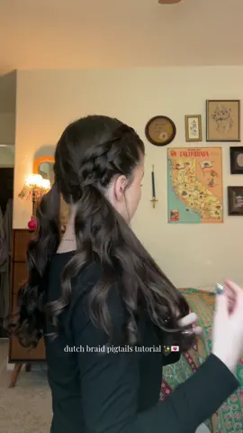 hair tutorial!! easy for work or school! dutch braid pigtails #fyp #trending #hairtok #hairtutorial #college 