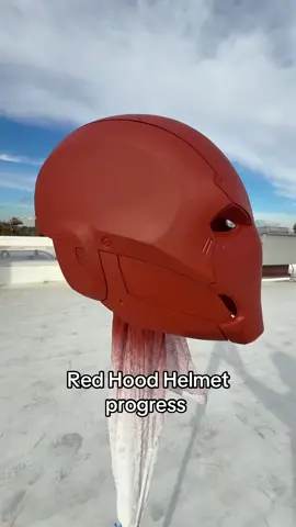 The Red Hood helmet is nice and smooth and should be ready for paint beginning tomorrow!  #redhood #halloweencostume #spookyseason #jasontodd #fyp 