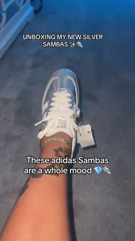 @JAZZYJUJU When your sneakers look like they belong in a jewelry case 😍💎 These Silver Metallic adidas Sambas are pure luxury energy. Would you rock these with jeans or a dress? 👀 #DesignDimeDiva #LuxuryVibes #OOTD #AdidasSamba #SneakerHaul  