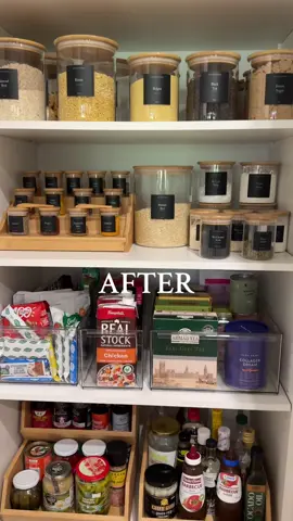 Pantry transformation — from clutter to clarity ✨ In the before, dry goods were already decanted into labelled jars which is a great start! But without the right systems, things didn’t quite have a permanent home. All it took was a few smart organisers and tubs to clear the clutter, create structure, and bring order back to the pantry. #pantryjars #labels #beforeafter #pantryorganization #homeorganizer 