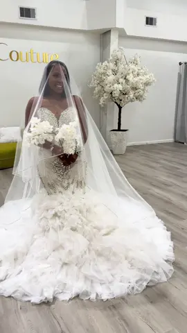 Practicing walking down the aisle with our glamorous bride @Jwalker 💎 2in1 dress and veil by us🙌🏼 #customweddingdress #weddinglook #weddingdressshopping #fyp 