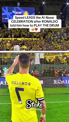Speed LEADS the Al-Nassr CELEBRATION after RONALDO told him how to PLAY THE DRUM #fyp #ishowspeed 