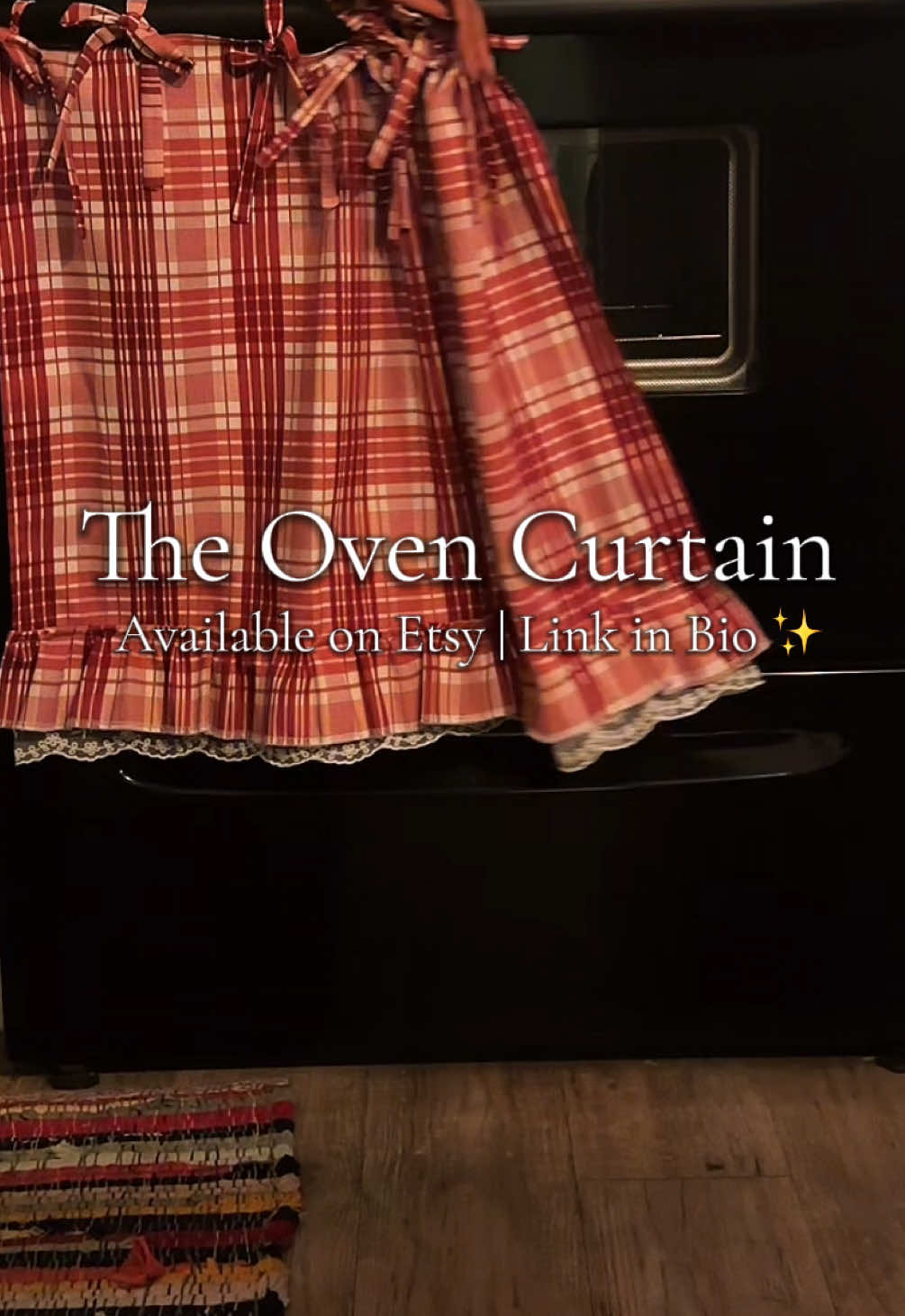 Finally feel like my kitchen is complete 😭🪡 UPDATE: The Oven Curtain has sold out! Thank you to those who purchased one! And yes, a restock is on the way. Date is TBD. #sewingtiktok #ovencurtain #handmadewithlove #etsyrestock #smallbusinesscheck 