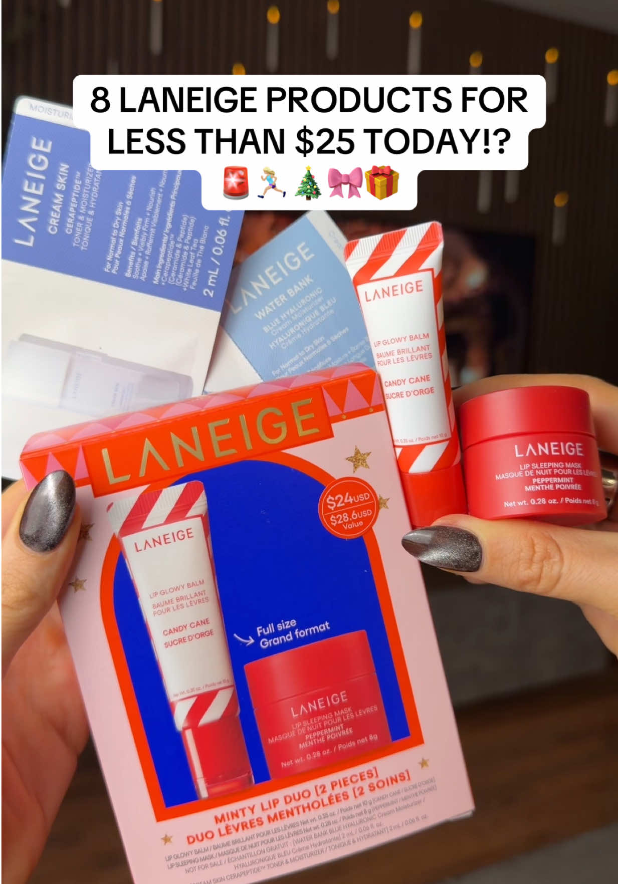RUN! 4 free gifts when you grab this LANEIGE holiday gift set today! 🚨🎀🎄 #laneige #laneige_us #laneigelipmask #lipbalm #giftsforher Posted 10/18/2025 | all deals accurate at the time of posting but may change! 