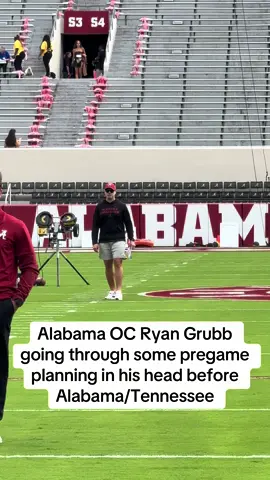 Alabama OC Ryan Grubb going through some pregame planning in his head before Alabama/Tennessee #RollTide #Alabama #CollegeFootball 