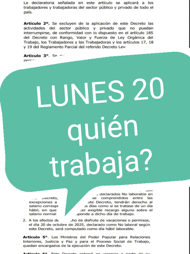 LUNES 20 quién trabaja?  #noticias #nolaborable #canonizacion #lunes #seniat 