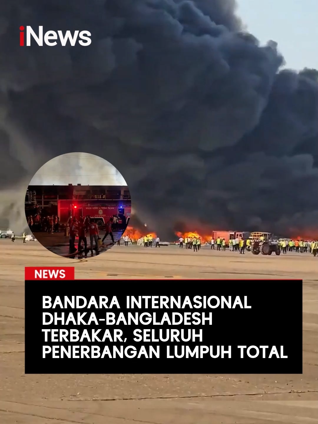 Bandara Internasional Hazrat Shahjalal di ibu kota Bangladesh lumpuh total pada Sabtu (18/10/2025) sore akibat kebakaran dahsyat yang melanda area kargo. Asap hitam pekat mengepul setinggi langit, terlihat hingga kilometer jauhnya, memicu respons darurat skala besar yang melibatkan puluhan tim penyelamat dari berbagai pasukan bersenjata.  Akibat kebakaran itu operasional di Bandara Internasional Hazrat Shahjalal Dhaka dihentikan sementara. Baca selengkapnya: https://www.inews.id/  #Kebakaran #Dhaka #Bangladesh #Bandara #BeritaHariIni #iNews