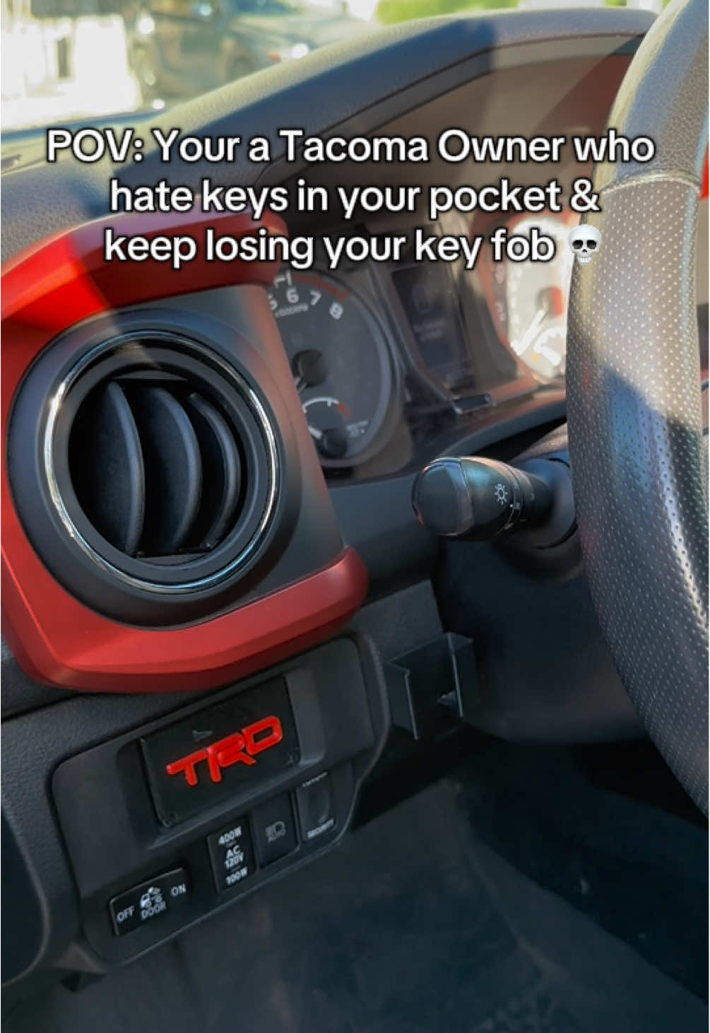 Not every 3rd Gen Tacoma owner knows the pain of losing that fob somewhere in the truck 😂 But for those of us who hate keeping keys in our pockets — here’s a simple holder that keeps it right where you need it. Designed, 3D-printed, and tested by a Tacoma owner 🤙 #toyotatacoma #tacomanation #tacomaworld #overlanding #pushstart 