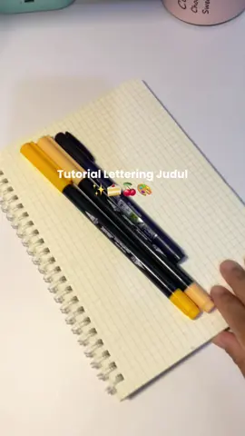 Lettering judul using my super comfy brushpen from @joyko_id ✨✨ #studytok #lettering #brushpen #stationery 