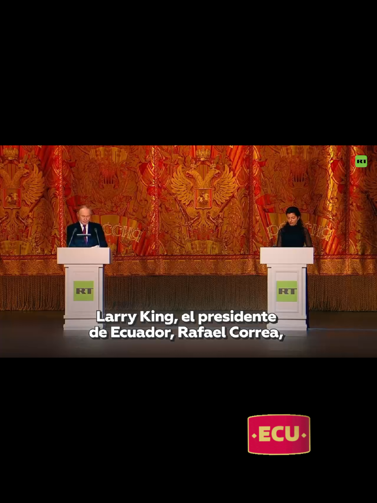 Mientras el Presidente ruso, Vladímir Putin da su discurso por el aniversario 20 del canal internacional RT, @Rafael Correa Delgado está presente en la gala como invitado de honor en el histórico Teatro Bolshói de Moscú.  Hay niveles de niveles, el referente que siempre será para nuestro país ✊ 🇪🇨. #AniversarioRT  #VladimirPutin  #Ecuador  #RafaelCorrea #Geopolítica 