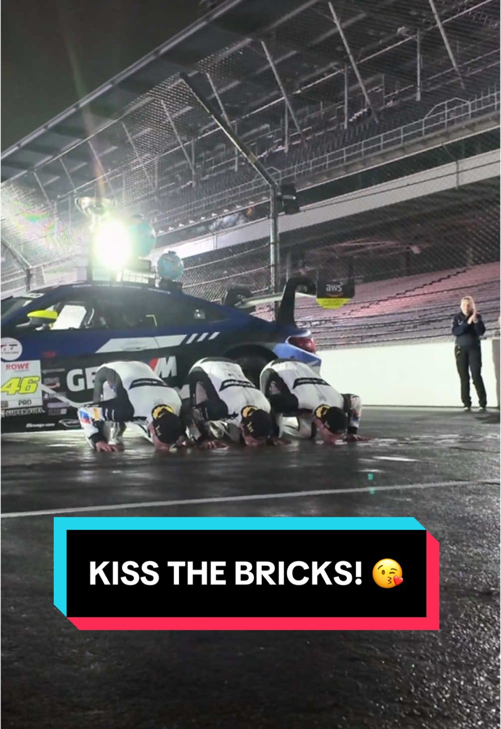 Rain or shine, winners kiss the bricks at Indy ☔️