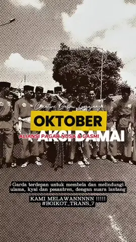 Hari ini, kami para santri, dari aliansi pesilat Pagar Nusa, dan pejuang GASMI turun ke jalan bukan karena benci, tapi karena cinta. Kami tidak rela, kami tidak diam, kami tidak tunduk ketika kehormatan kyai kami dihina, ketika sosok panutan kami direndahkan! ketika adab kami diinjak, kami akan berdiri tegak seperti baja. Jika lidah-lidah tajam menghina guru kami, maka kami akan menjawab dengan satu suara Jangan sentuh kyai kami! Jangan hina ulama kami! Karena di belakang kyai, berdiri ribuan santri dan pendekar sejati! #pagarnusa86💚🔱 #gasmiindonesia❤🔱 #gasmirayonsyarifuddin #boikottrans7 #aksidamai 