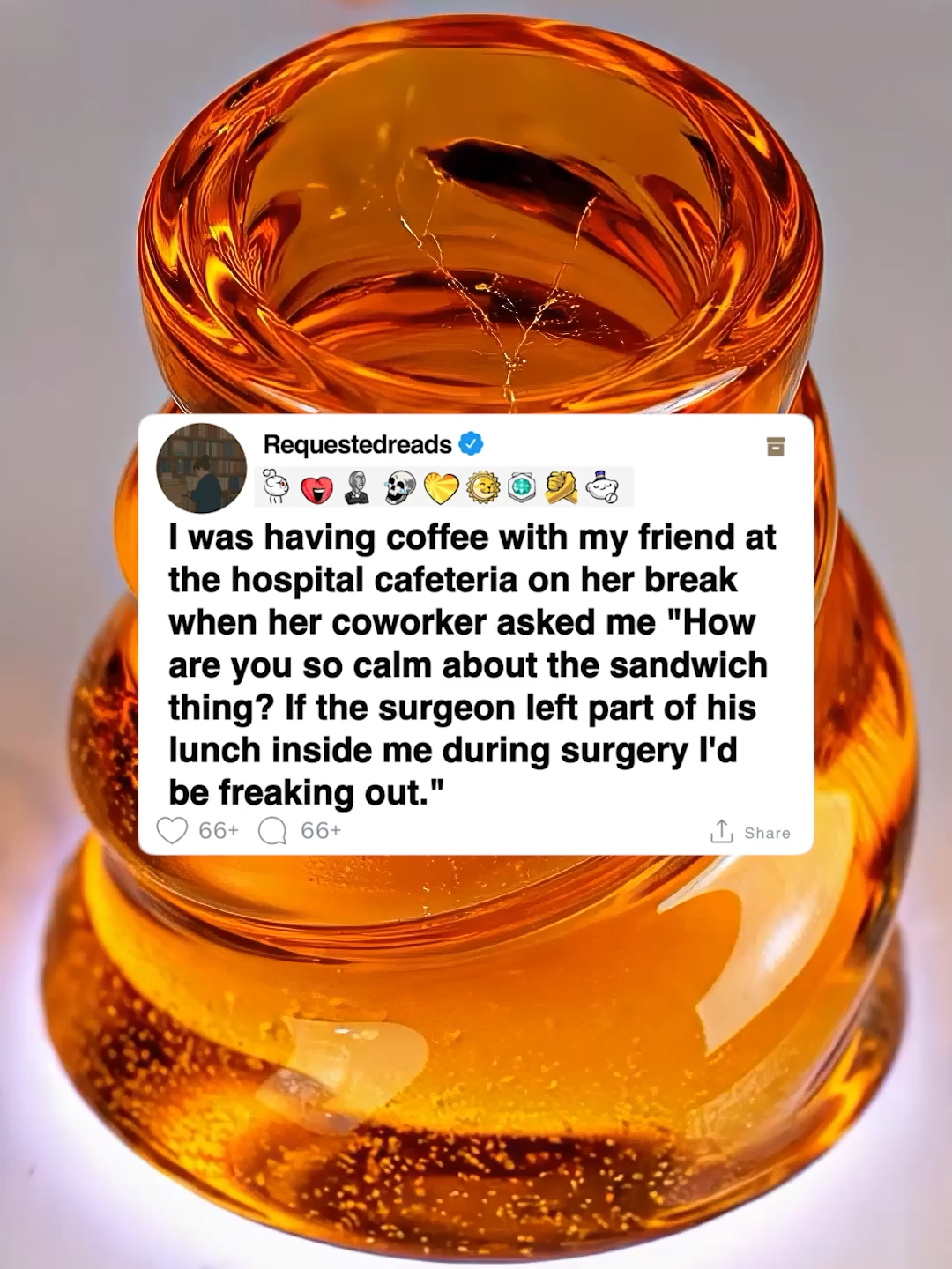 I was having coffee with my friend at the hospital cafeteria on her break when her coworker asked me 