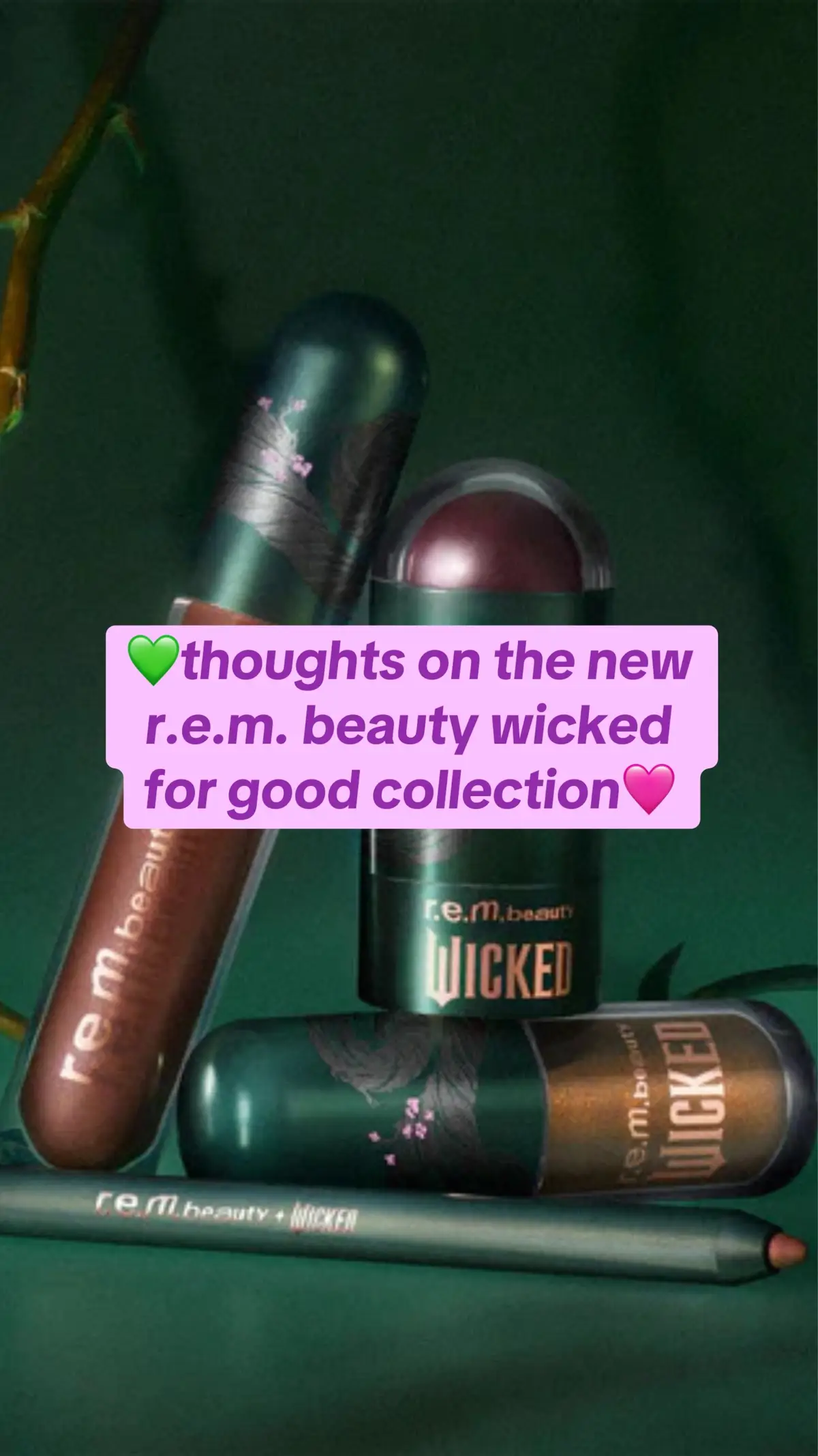 what are your thoughts?? 💚🩷 #wickedforgood #wickedmovie #rembeauty #wickedforgoodtrailer #rembeautyxwicked 