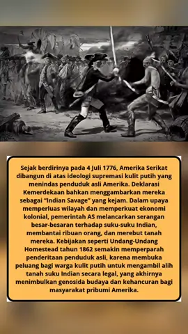 Pembantaian suku Indian (Penduduk Asli Amerika) bukanlah satu peristiwa tunggal, melainkan serangkaian kekerasan, genosida, dan kebijakan brutal yang berlangsung selama berabad-abad. Fakta-fakta utama mengenai tragedi ini meliputi:  1. Penurunan populasi yang drastis Populasi asli Amerika berkurang secara signifikan dari jutaan jiwa sebelum kedatangan bangsa Eropa. Di California, populasi Indian turun dari 150.000 menjadi 30.000 antara tahun 1846 dan 1873 akibat pembantaian yang disponsori oleh negara bagian.  2. Kebijakan genosida yang sistematis Pembantaian langsung: Pembantaian brutal terjadi berulang kali. Contoh yang paling dikenal adalah Pembantaian Sand Creek (1864) dan Pembantaian Wounded Knee (1890). Kebijakan 'reward': Hadiah ditawarkan untuk kulit kepala penduduk asli, memicu kekerasan yang kejam terhadap masyarakat Indian. Relokasi paksa: Suku-suku dipaksa keluar dari tanah mereka melalui tindakan seperti Indian Removal Act dan dipindahkan ke wilayah barat Sungai Mississippi, sering kali dalam perjalanan yang brutal.  3. Penghancuran budaya dan asimilasi paksa Sekolah asrama: Anak-anak Indian dipaksa masuk ke sekolah asrama yang dijalankan oleh pemerintah dan misionaris. Tujuan asimilasi: Tujuannya adalah untuk 
