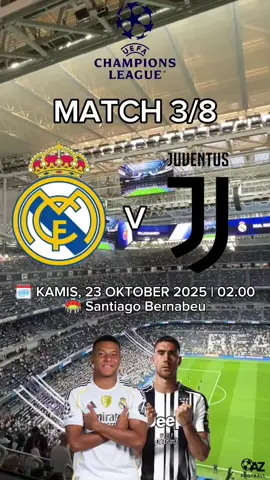 BIG MATCH, UEFA Champions League match ke3 dari 8 antara Real Madrid vs Juventus🔥🔥 #championsleague #realmadrid #juventus #halamadrid #fyp 