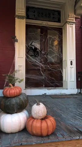 it’s possible I need 57 more pumpkins and a ton more spider web before it feels complete…. #ChaplineHouse #HistoricHomeRestoration #WheelingWV #RowHouseRevival #victorianhouse 