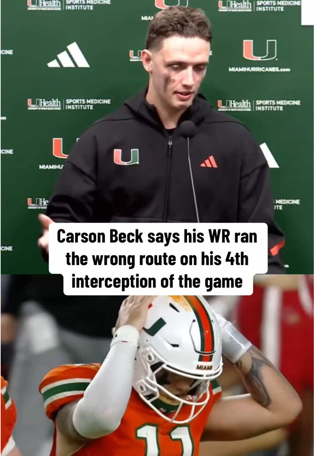 Beck threw 4 picks in Miami’s loss to Louisville. (via @Miami Hurricanes) #CollegeFootball #cfb #football #miamihurricanss