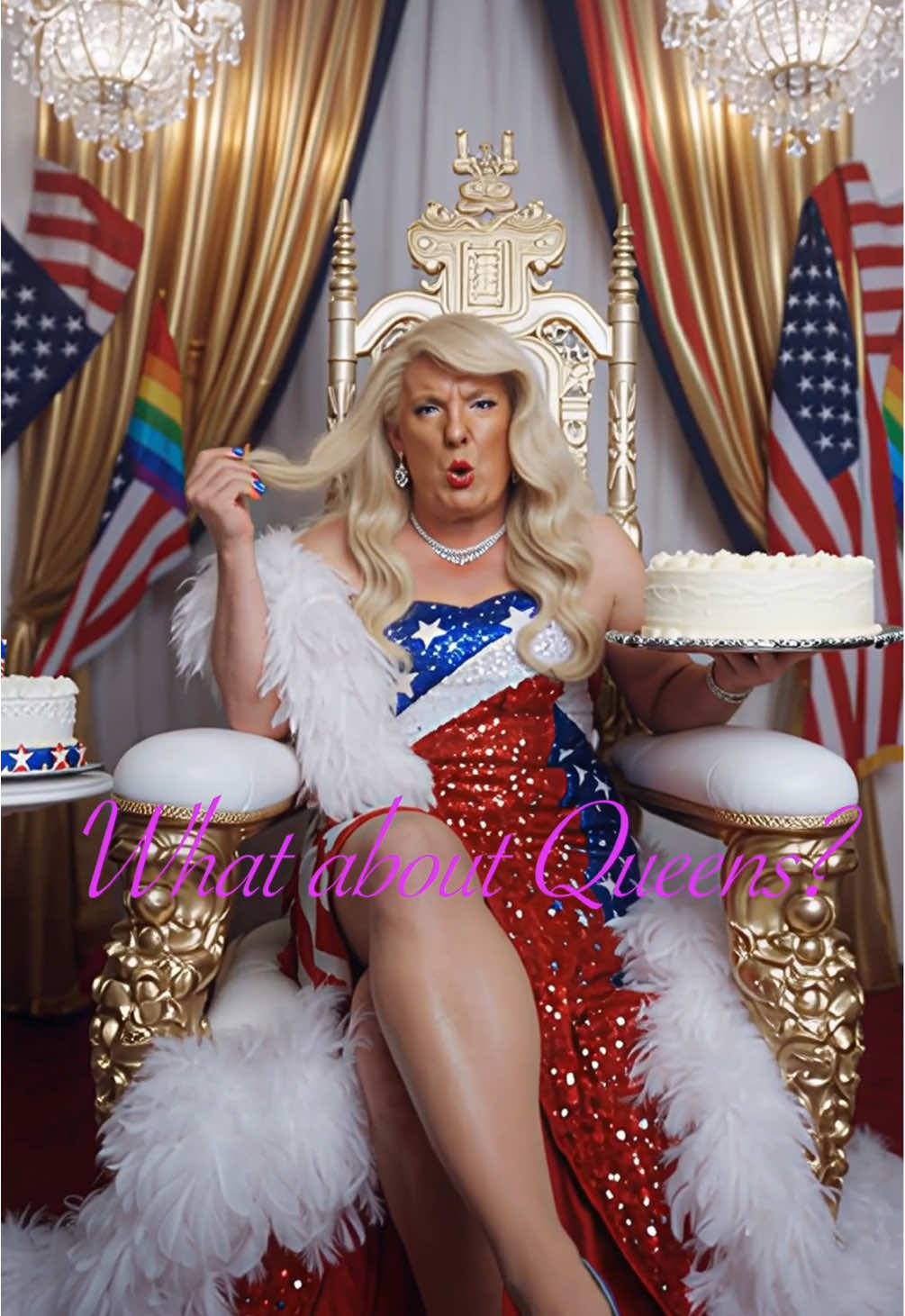 What about Queens? 😂 #trump #nokings #queen #funny #viral 