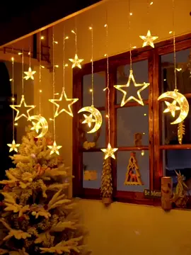 Dây đèn LED nháy rèm kiểu trăng sao dùng trang trí giáng sinh, sân vườn #denled #daydenledtrangtri #denledtrangtri #xuhuong #fyp 