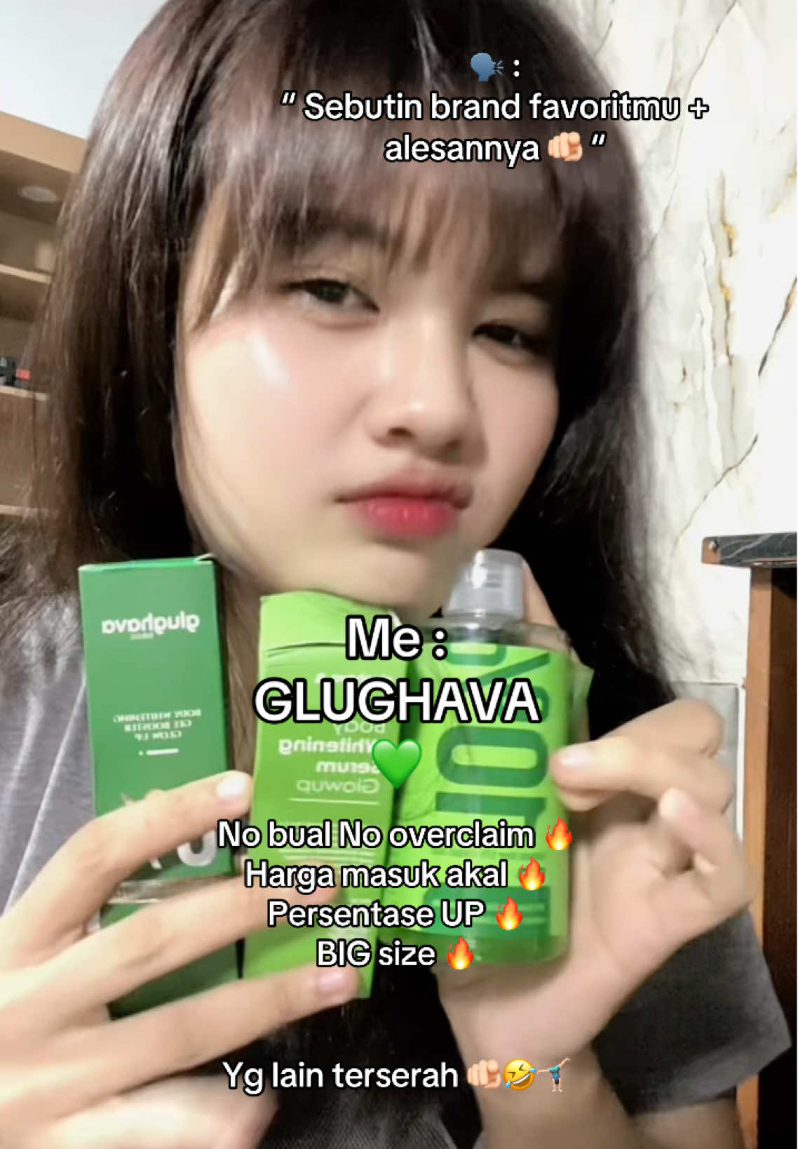 Menyalaaa tanpa drama ijoku💚💚💚 @MaminyaGlughava @AdminGlughava ‼️ #bodycare #skincare #mamamuda #glughava #fyppppppppppppppppppppppp 