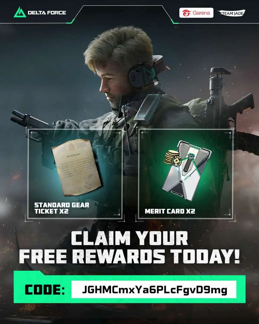 FREE gift alert! 🎁 Claim your FREE rewards in Delta Force now! Use the code below to get: 2X Standard Gear Ticket 2X 2xMerit Card Don't miss out—redeem it today! CODE: JGHMCmxYa6PLCfgvD9mg 🔔 Stay tuned for more updates and exciting announcements by following us on our official channels. https://linktr.ee/garenadeltaforce 💬 Join our official community for the latest discussions👇 https://discord.gg/4V5GHhea8z #GarenaDeltaForce #DeltaForceMobile #DFMY #DFPH #FreeGiftDF