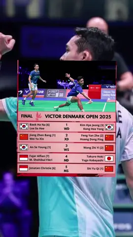 “FINAL DAY 🇮🇩🔥 “Jangan lewatkan FINAL Denmark Open hari ini! 🏸 Live di akun ini . dukung Fajar/Fikri & Jonathan Cristie sampai juara! 🇮🇩🔥 #DenmarkOpen2025 #LiveBadminton #final #badminton #livefinal 