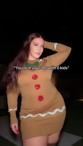 Anyways, still a snack 🍪 How cute is this Gingerbread dress? #gingerbread #sweaterdress #coatumeideas #gingerbreadman #womenintheir30s 