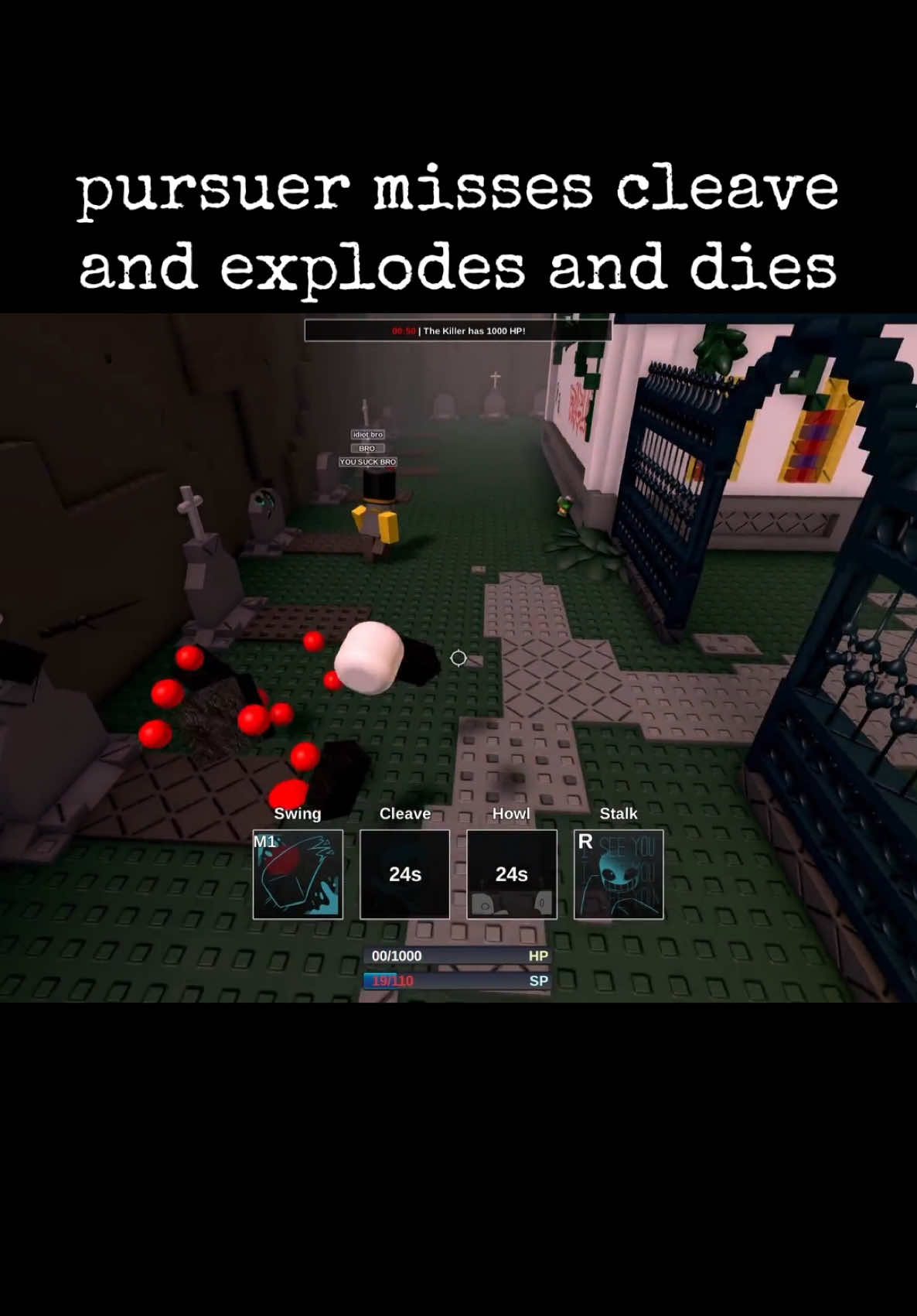 pursuer die of death misses his cleave and explodes and dies… #fyp #dieofdeath #dieofdeathroblox #pursuer #pursuerdieofdeath