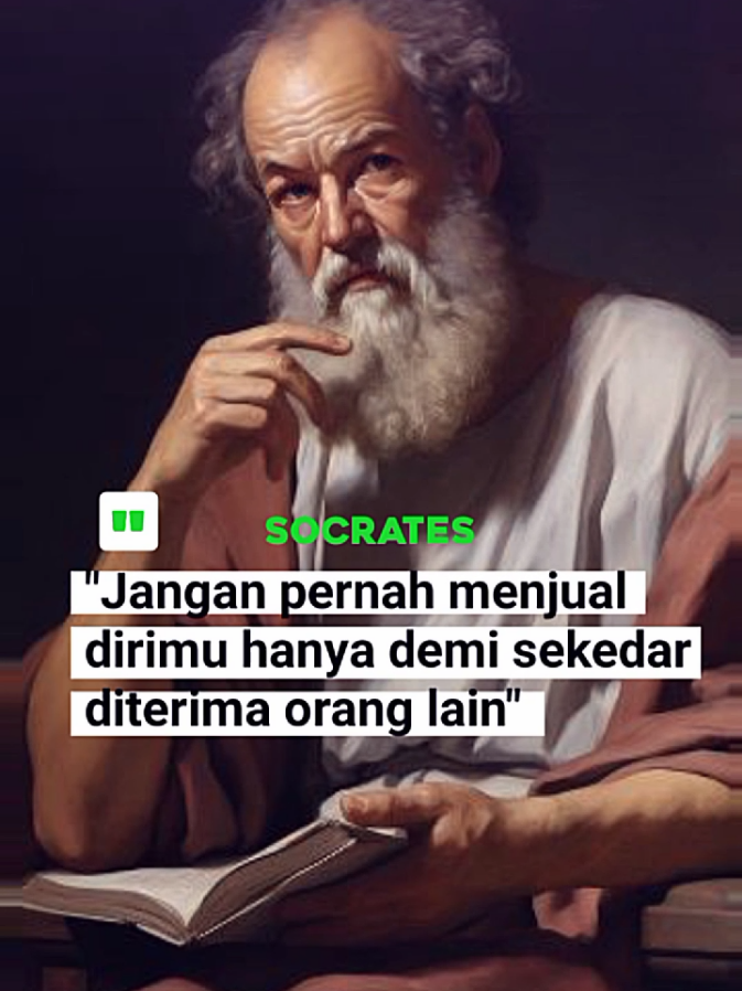 🧠 “Jangan pernah menjual dirimu hanya demi sekadar diterima orang lain.” Artinya: ➡️ Jangan sampai kamu kehilangan jati dirimu hanya karena ingin disukai, diakui, atau diterima oleh orang lain. Socrates selalu mengajarkan pentingnya “menjadi diri sendiri yang berlandaskan kebenaran dan kebijaksanaan”, bukan hidup hanya untuk memenuhi pandangan orang lain. Karena… Kalau kamu berusaha terlalu keras untuk disukai semua orang, kamu malah bisa kehilangan siapa dirimu sebenarnya. Nilai dirimu nggak ditentukan oleh validasi orang lain, tapi oleh integritas dan keyakinanmu sendiri. Diterima karena berpura-pura itu cuma membuatmu lelah. Diterima karena jadi dirimu sendiri, itu yang benar-benar membebaskan. ✨ Singkatnya: > “Lebih baik menjadi dirimu sendiri dan tidak disukai, daripada berpura-pura dan kehilangan dirimu.” #katakata #filsuf #socrates #History #masukberanda 