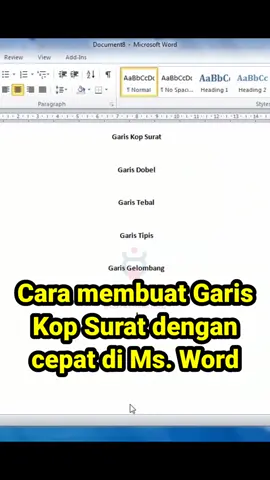 Cara membuat garis kop surat di Microsoft word dengan mudah dan cepat #tutorial #tutorialexcel #msexcel #msword #guru 