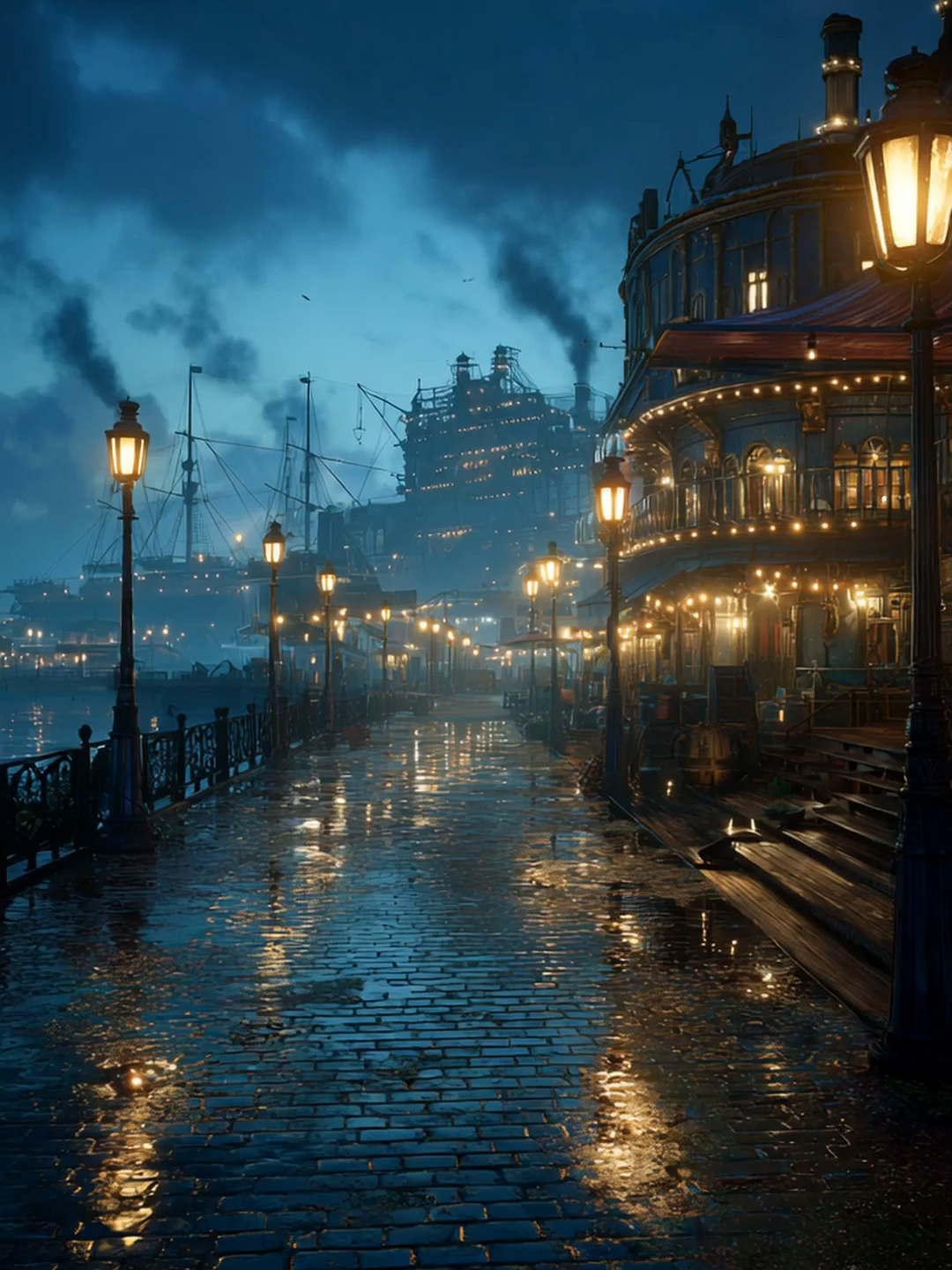 かつては軍港だったが、今は自由を夢見る旅人たちが出港する。 Once a naval port — now a place where dreamers set sail for freedom. #fantasy #landscape #aiart
