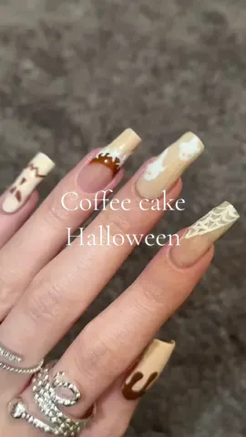 Coffee halloween, did these a while ago and didn’t post 😅🫣| #coffeeshop #halloweennails #halloween #drafts #coffee