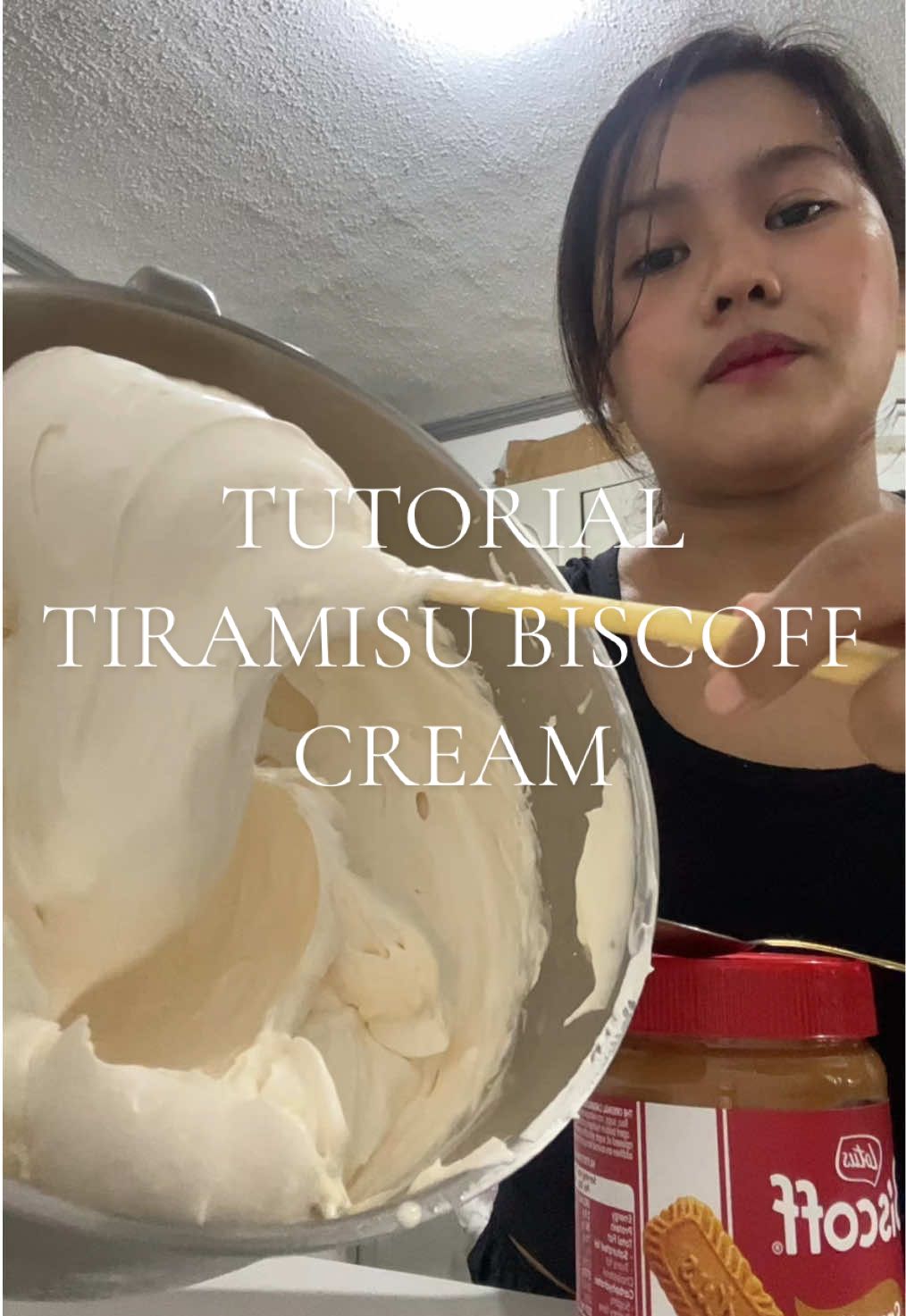 Part 1 TUTORIAL TIRAMISU BISCOFF CREAM  CREAMCHESSE 200g  1/2cup sugar 2can apc  Biscoff 3 scoop  Stabilizer  Mascarpone 100grams(optional)