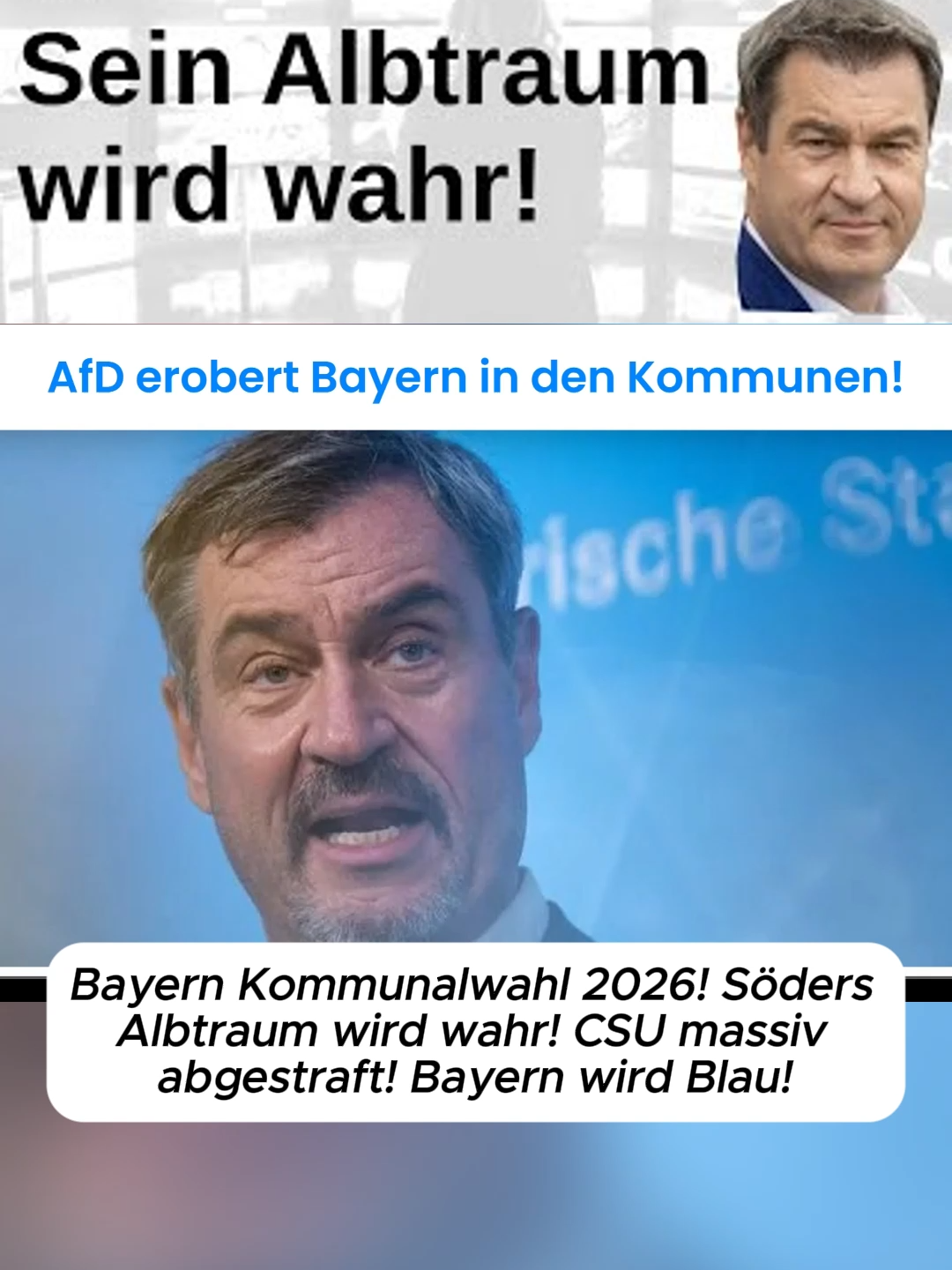 Bayern Kommunalwahl 2026! Söders Albtraum wird wahr! CSU massiv abgestraft! Bayern wird Blau!