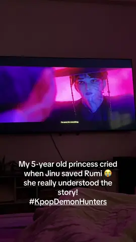 I was watching KPOP Demon Hunters when I suddenly heard someone crying — it was my 5-year-old! 😭 She cried because Jinu saved Rumi. HAHAHAHAHA! She actually understood the story! #KpopDemonHunters #EmotionalKid #CutestReaction #viral #fyppppppppppppppppppppppp @KPop Demon Hunters Netflix 