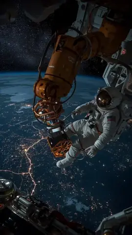 A breathtaking perspective from the edge of space. Two astronauts, securely tethered to the International Space Station, perform a critical maintenance spacewalk 250 miles above Earth. Below them, our planet reveals its stunning diversity—from the swirling fury of a hurricane to the frozen silence of the Arctic and the glittering tapestry of city lights at night. This hyper-realistic vision captures the delicate balance of human ingenuity against the immense backdrop of our world. A silent dance of exploration, where every tool turn is set against a view that never fails to inspire awe. #Spacewalk #ISS #NASA #EarthFromSpace #Hurricane 