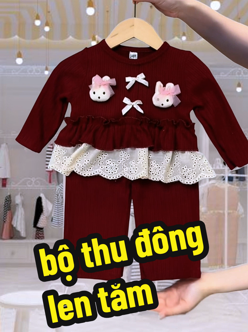 bộ thu đông cho bé bộ dài tay chất len tăm xinh xỉu các mom ơi #bodaitaychobe #setdepchobe #bothudongchobe #thoitrangbegai #quanaotreem 
