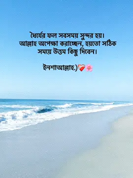 ধৈর্যের ফল সবসময় সুন্দর হয়। আল্লাহ অপেক্ষা করাচ্ছেন, হয়তো সঠিক সময়ে উত্তম কিছু দিবেন। ইনশাআল্লাহ.)❤️‍🩹🌸 #foryoupage #foryou #fypage #goviral #trending@TikTok Bangladesh 