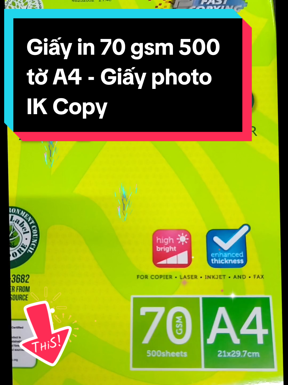 Giấy in 70 gsm 500 tờ A4 - Giấy photo IK Copy cao cấp, đều màu không gợn sóng, độ dày cao, chữ in không nhòe ❤❤❤I LOvE TiKToK!!! #affiliatemarketing #viralvideo #viral #viraltiktok #lienketsanphamtiktokshop @DIỄM MI - Ⓜⓨⓚ  @DIỄM MI - Ⓜⓨⓚ  @DIỄM MI - Ⓜⓨⓚ 