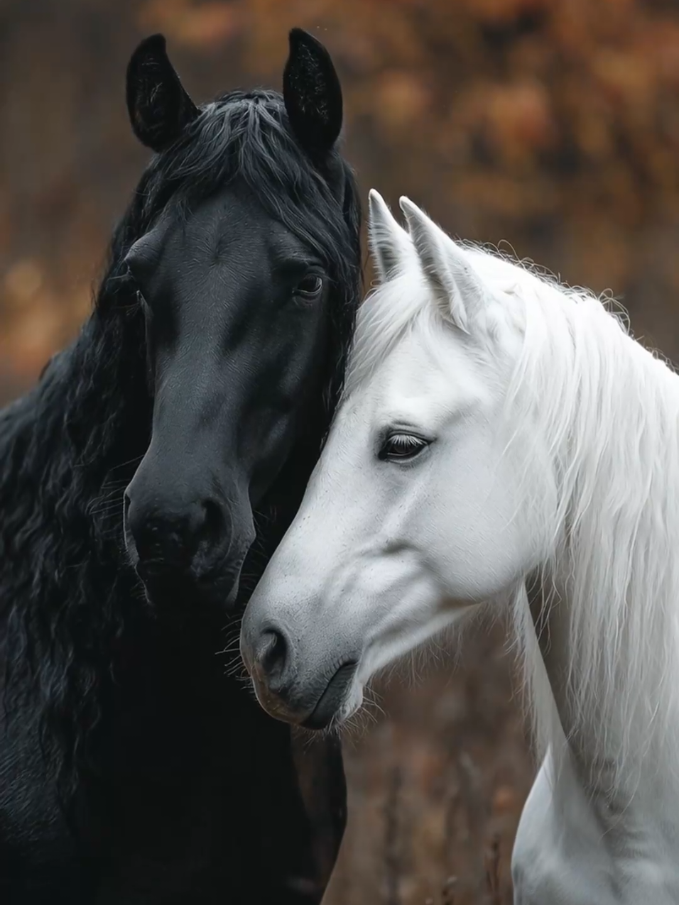 Autumn love story 🖤🤍#horse #horses #lovestory #loveyou #love❤️ 