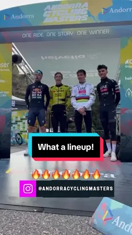 How many watts are in this video? 😳🫨 Tadej Pogacar, Isaac del Toro, Jonas Vingegaard, and Primoz Roglic take to the start of the Andorra Cycling Masters event. #cycling #roadcycling #tadejpogacar 