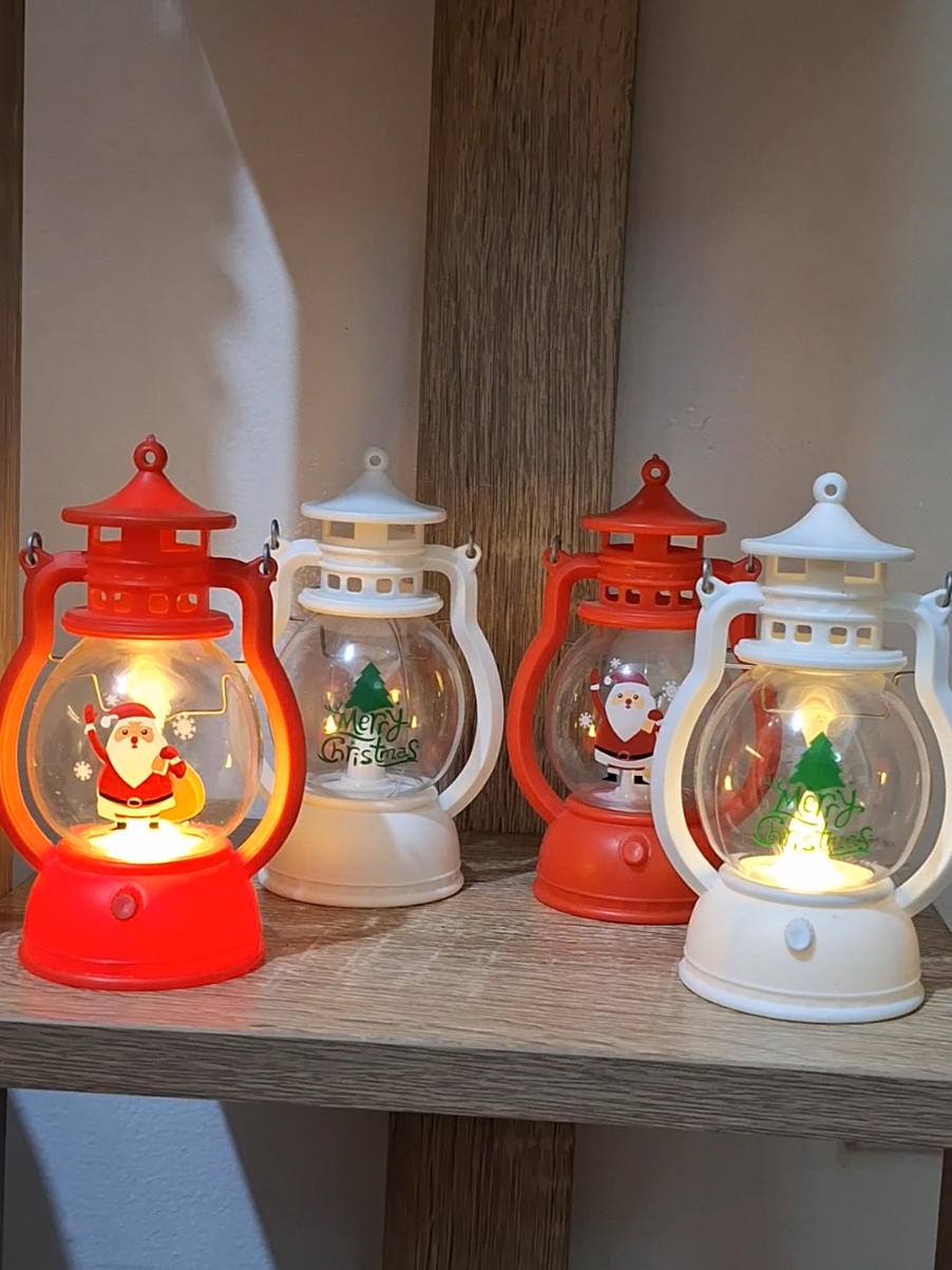 Christmas Mini Lantern Decorative with LED Lights Windproof Lamp Retro Style for Home Decoration🎅 #fyp #christmasdecor #christmas #christmasminilamp 