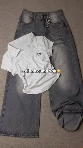 Baggy Jeans Retro Abu🩶 #jeanshighwaist #baggyjeans #celanamurah 