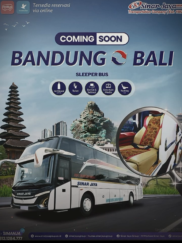 Segera hadir rute  Bandung - Denpasar Bali dengan Kelas Sleeper 🔥🔥 . #sinarjaya #rutebaru #bali #bandung  #fyp 