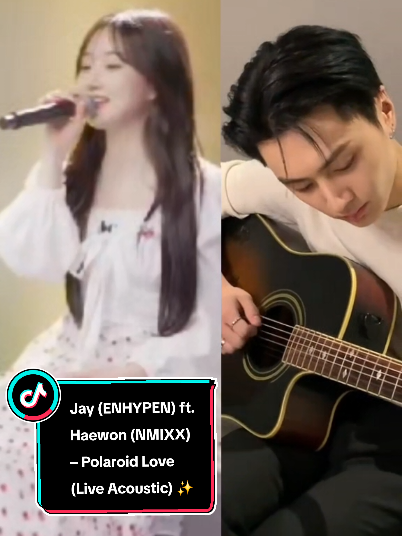 What if #ENHYPEN’s #Jay [Guitar] ft. #NMIXX’s #Haewon – #PolaroidLove [Live Acoustic Ver.] on Lee Mujin Service? 👉🎤🎸✨️