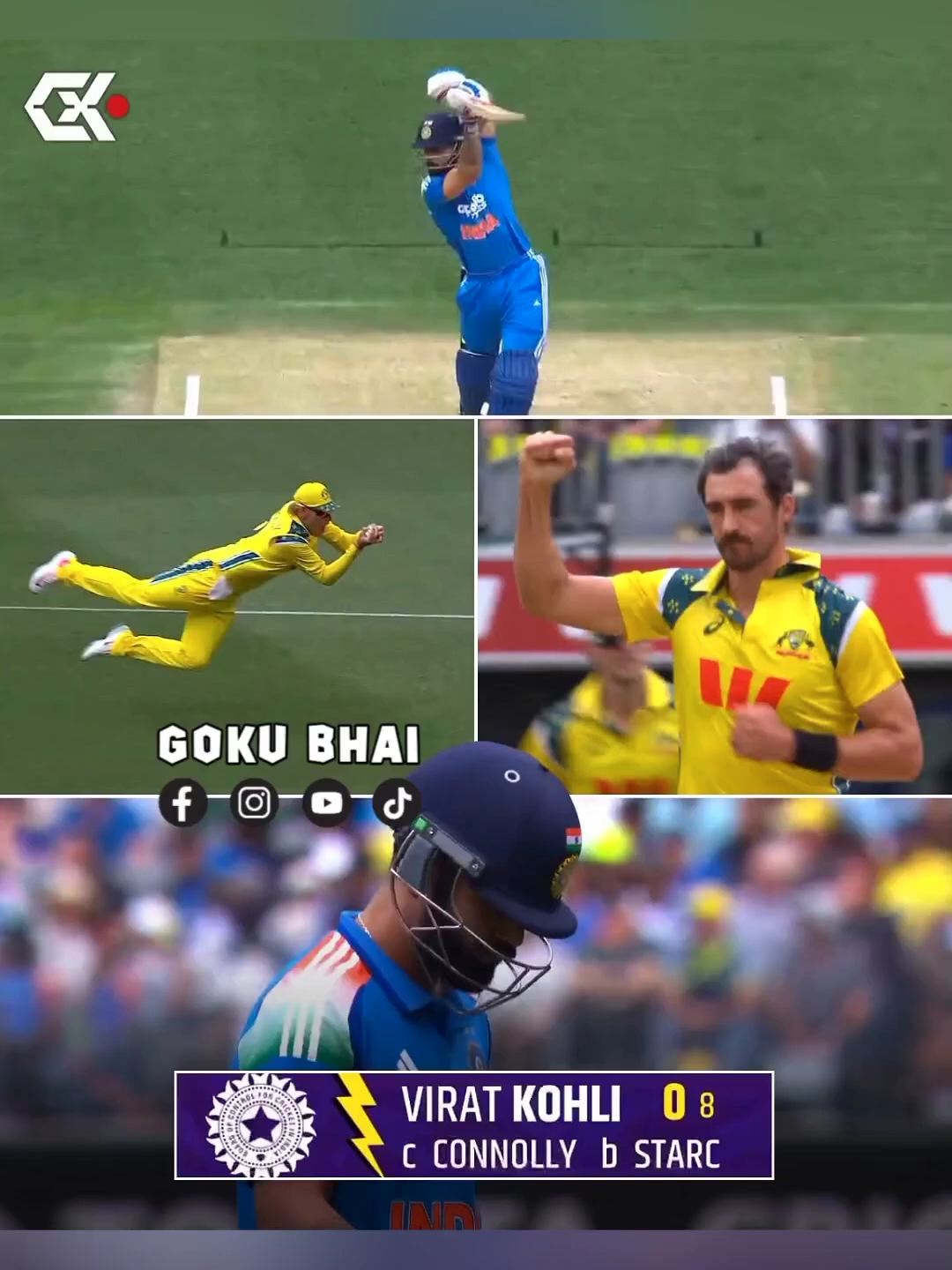 Virat Kohli 0(8) vs Australia🦘🤣 #viratkohli #pakvsaus #gokubhai #rohitsharma #virat #kohli #cricket