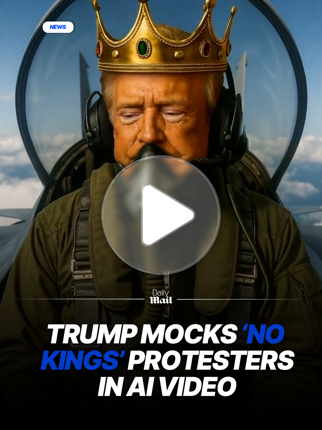 President Donald Trump has shared an AI-generated video depicting himself as ‘King Trump,’ flying a fighter jet and dumping brown sludge on protesters — just 24 hours after insisting on Fox News that he is ‘not a king.’ #trump #news #nokings