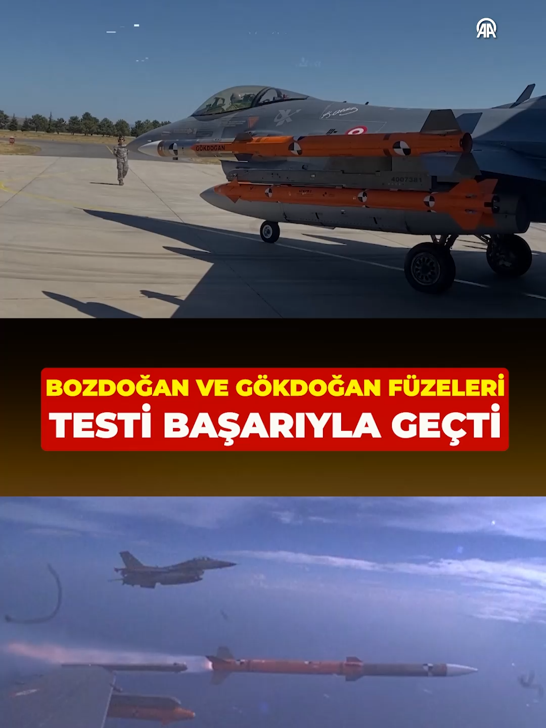 Sanayi ve Teknoloji Bakanı Mehmet Fatih Kacır, TÜBİTAK SAGE tarafından geliştirilen yerli ve milli hava-hava füzeleri BOZDOĞAN ve GÖKDOĞAN'ın zorlu test atışlarını başarıyla tamamladığını ifade etti.